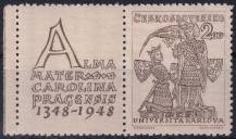 1948, ČSR II, 0471, 600. výročí založení Karlovy univerzity: Karel IV. a sv. Václav ✶✶ KL o L