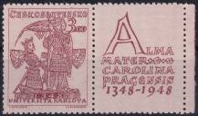 1948, ČSR II, 0472, 600. výročí založení Karlovy univerzity: Karel IV. a sv. Václav ✶✶ KP o P