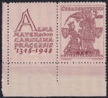 1948, ČSR II, 0472, 600. výročí založení Karlovy univerzity: Karel IV. a sv. Václav ✶ KL L D