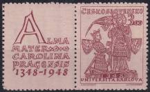 1948, ČSR II, 0472, 600. výročí založení Karlovy univerzity: Karel IV. a sv. Václav ✶✶ KL