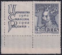 1948, ČSR II, 0473, 600. výročí založení Karlovy univerzity: Karel IV. ✶✶ KL L D