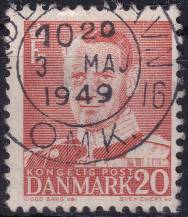 1948, Dánsko, 304, Výplatní známka: Král Frederik IX. ⊙ 