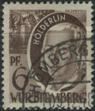 1948, Francouzská okupační zóna (Württembersko-Hohenzollernsko), 15, Výplatní známka: Osobnosti z Württemberska-Hohenzollernska (II): Friedrich Hölderlin ⊙