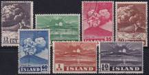 1948, Island, 0247/0253, Výplatní známky: Výbuch sopky Hekla v roce 1947  ⊙
