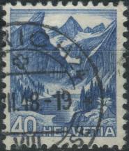 1948, Švýcarsko, 0505, Výplatní známka: Krajinky - Alpské jezero ⊙