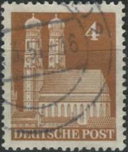 1949, Americká a Britská okupační zóna, 074eg, Výplatní známka: Stavby - Frauenkirche, Mnichov ⊙