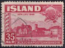 1949, Island, 0260, 75 let Světové poštovní unie (UPU): Reykjavík  ⊙