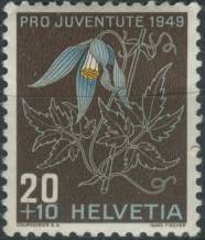 1949, Švýcarsko, 0543, "Pro Juventute": Alpské květiny - Clematis alpina ∗∗