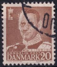 1950, Dánsko, 305, Výplatní známka: Král Frederik IX. ⊙ 