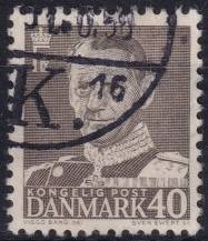 1950, Dánsko, 311, Výplatní známka: Král Frederik IX. ⊙ 