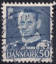 1950, Dánsko, 314, Výplatní známka: Král Frederik IX. ⊙ 
