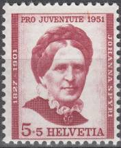 1951, Švýcarsko, 0561, Pro Juventute: 50. výročí úmrtí Johanny Spyri, **