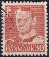 1952, Dánsko, 334, Výplatní známka: Král Frederik IX. ⊙ 
