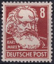 1952, NDR, 0329vbXI, Výplatní známka: Osobnosti politiky, umění a vědy - Karel Marx, filozof  ✶  