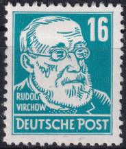 1952, NDR, 0332vbXI, Výplatní známka: Osobnosti politiky, umění a vědy - Prof. Rudolf Virchow, patolog, historik medicíny, politik ✶  