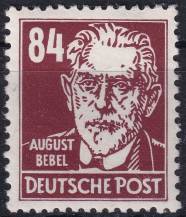 1952, NDR, 0341vaXII, Výplatní známka: Osobnosti politiky, umění a vědy - August Bebel, sociálně demokratický vůdce ✶