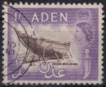 1953, Aden, 56, Výplatní: královna Alžběta II. - stavba člunu ⊙