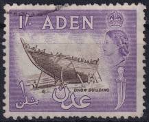 1953, Aden, 56, Výplatní: královna Alžběta II. - stavba člunu ⊙