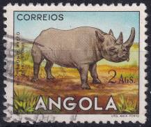 1953, Angola, 0376, Výplatní: zvířata - Diceros bicornis ⊙