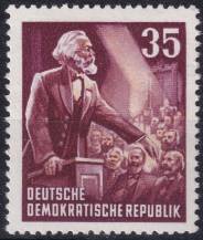 1953, NDR, 0350YI, 70. výročí úmrtí Karla Marxe: Karel Marx za řečnickým pultem  ✶✶
