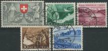 1953, Švýcarsko, 0580/0584, "Pro Patria": Bern 600 let v Spříseženství; Jezera a vodní toky ⊙
