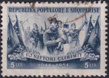 1954, Albánie, 0537, 10. výročí osvobození ⊙