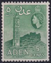 1955, Aden, 62A, Výplatní: královna Alžběta II. - minaret ✶✶