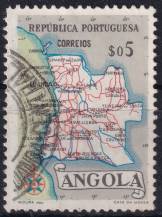 1955, Angola, 0392, Výplatní: mapa ⊙