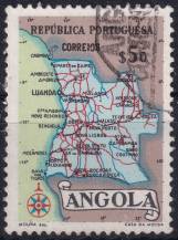 1955, Angola, 0394, Výplatní: mapa ⊙