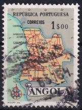 1955, Angola, 0395, Výplatní: mapa ⊙