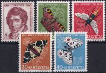 1955, Švýcarsko, 0618/0622, "Pro Juventute": 200. výročí narození Charlese Pictet-de-Rochemont; Hmyz ∗∗