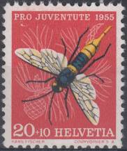 1955, Švýcarsko, 0620, Pro Juventute: Hmyz - Sirexgigas **