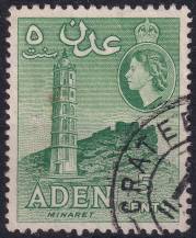 1956, Aden, 62C, Výplatní: královna Alžběta II. - minaret ⊙