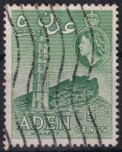1956, Aden, 62C, Výplatní: královna Alžběta II. - minaret ⊙