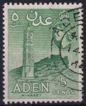 1956, Aden, 62C, Výplatní: královna Alžběta II. - minaret ⊙