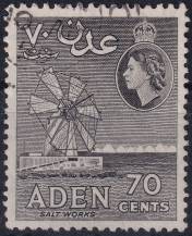 1956, Aden, 68C, Výplatní: královna Alžběta II. - extrakce soli ⊙