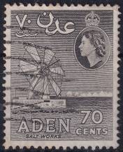 1956, Aden, 68C, Výplatní: královna Alžběta II. - extrakce soli ⊙