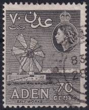 1956, Aden, 68C, Výplatní: královna Alžběta II. - extrakce soli ⊙