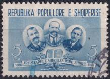 1956, Albánie, 0541, 70. výročí otevření 1. albánské školy: Učitelé Pandeli Sotiri, Petro Nini Luarasi a Nuci Naci ⊙
