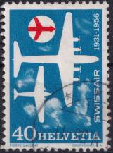 1956, Švýcarsko, 0626, Výročí: 25 let Swisaair ⊙