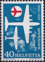 1956, Švýcarsko, 0626, Výročí: 25 let Swissair ∗∗