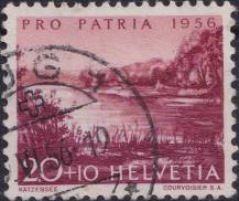 1956, Švýcarsko, 0629, "Pro Patria": Jezera a vodní toky - Jezero Katzen ⊙