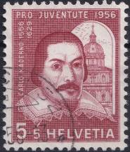1956, Švýcarsko, 0632, "Pro Juventute": 400. výročí narození Carla Maderna ⊙