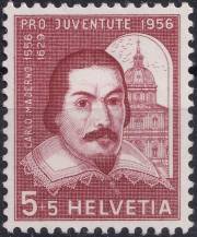 1956, Švýcarsko, 0632, "Pro Juventute": 400. výročí narození Carla Maderna ∗∗