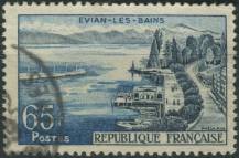 1957, Francie, 1166, Výplatní známka: Regiony - Evian-les-Bains ⊙