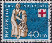 1957, Švýcarsko, 0645, "Pro Patria": Červený kříž ⊙