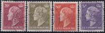 1958, Lucembursko, 0586/0589, Výplatní známky: Velkovévodkyně Šarlota ⊙