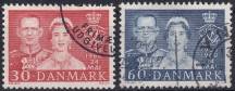 1960, Dánsko, 0381/0382, Stříbrná svatba královského páru ⊙