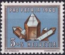 1960, Švýcarsko, 0714, "Pro Patria": Minerály a zkameněliny ✶✶