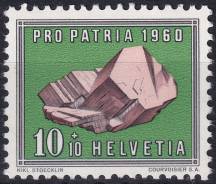 1960, Švýcarsko, 0715, "Pro Patria": Minerály a zkameněliny - Orthoklas ✶✶